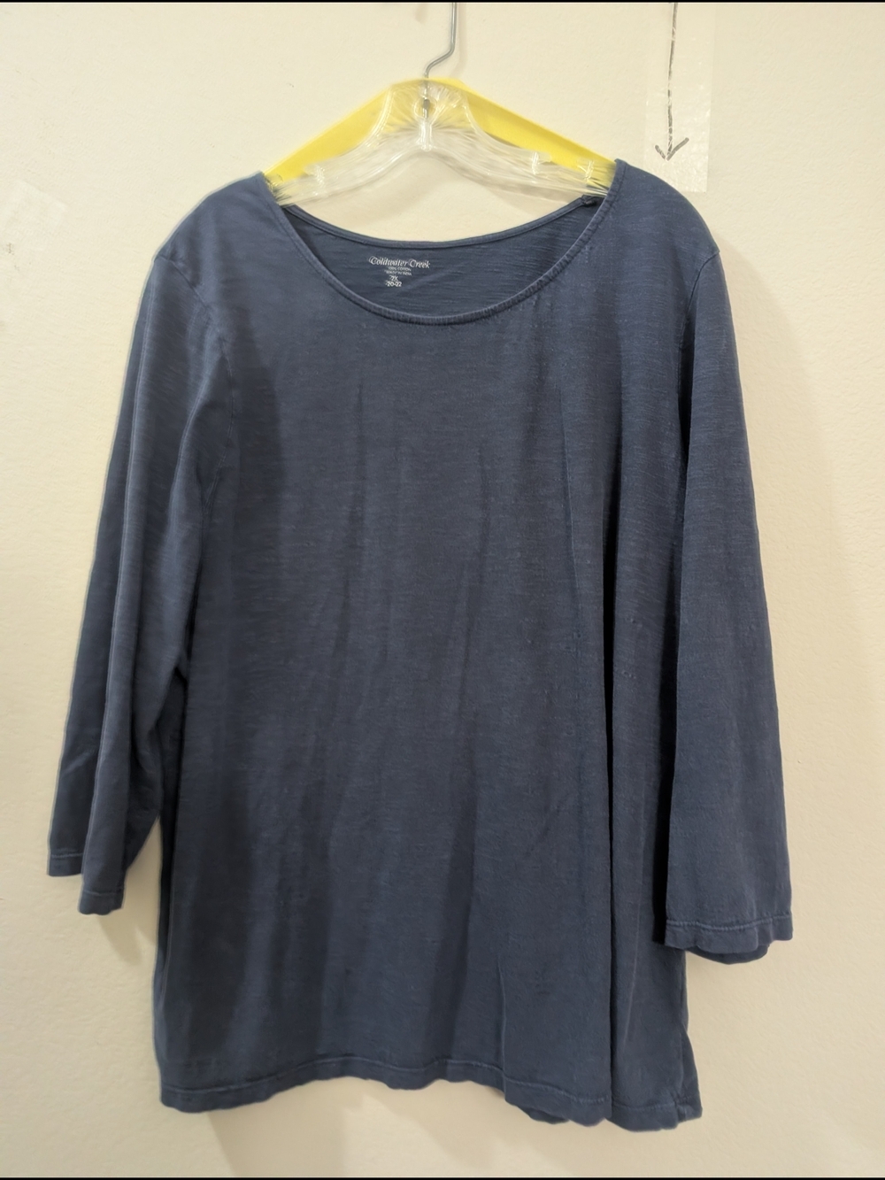 Coldwater Creek Indigo Cotton Crewneck Long Sleeve